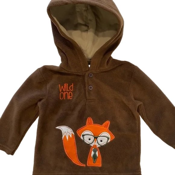 Buster Brown Soft Fleece Wild One Fox Lined Hoodie 12 Months - Picture 3 of 8